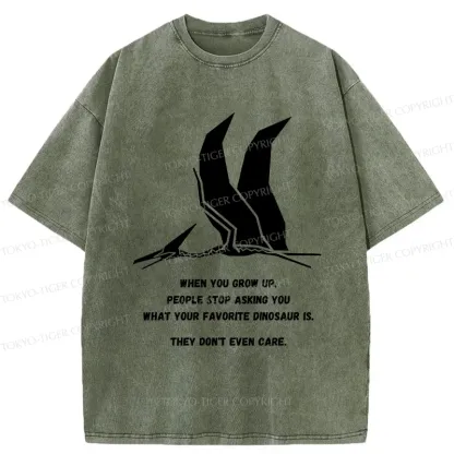 Tokyo-Tiger Funny Dinosaur Washed T-Shirt
