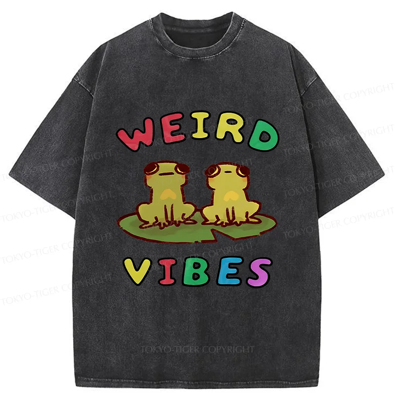 Tokyo-Tiger Weird Vibes Funny Washed T-Shirt