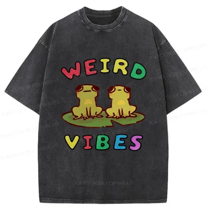 Tokyo-Tiger Weird Vibes Funny Washed T-Shirt