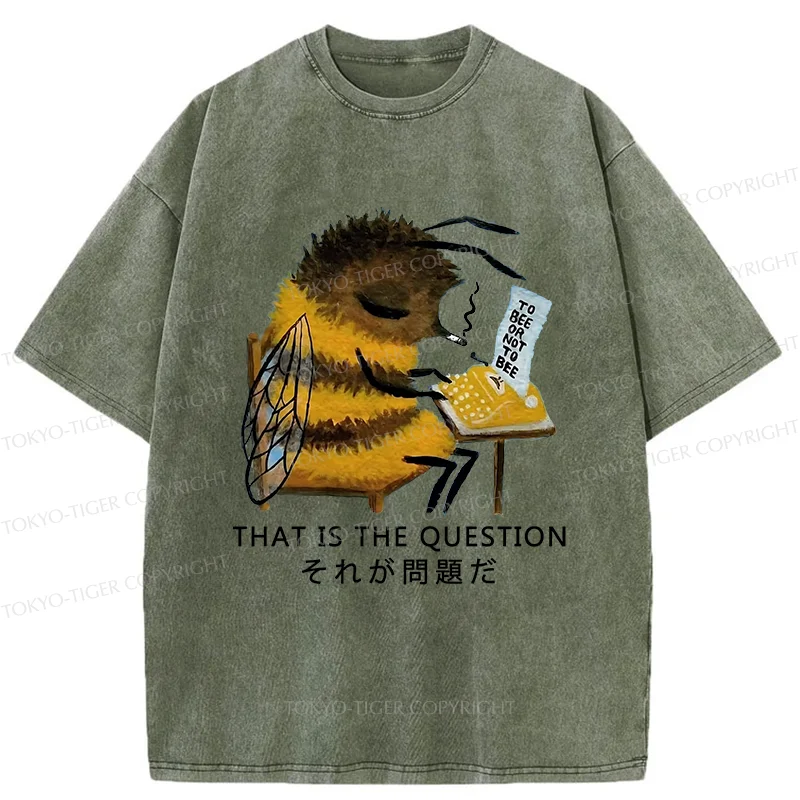 Tokyo-Tiger Bee Writer Funny Washed T-Shirt