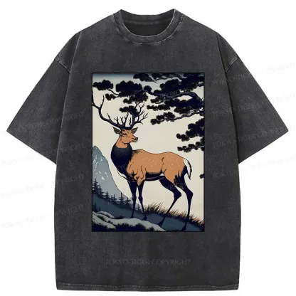 Tokyo-Tiger Japanese Traditional Deer Washed T-Shirt