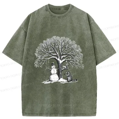Tokyo-Tiger Animal World In Winter Washed T-Shirt