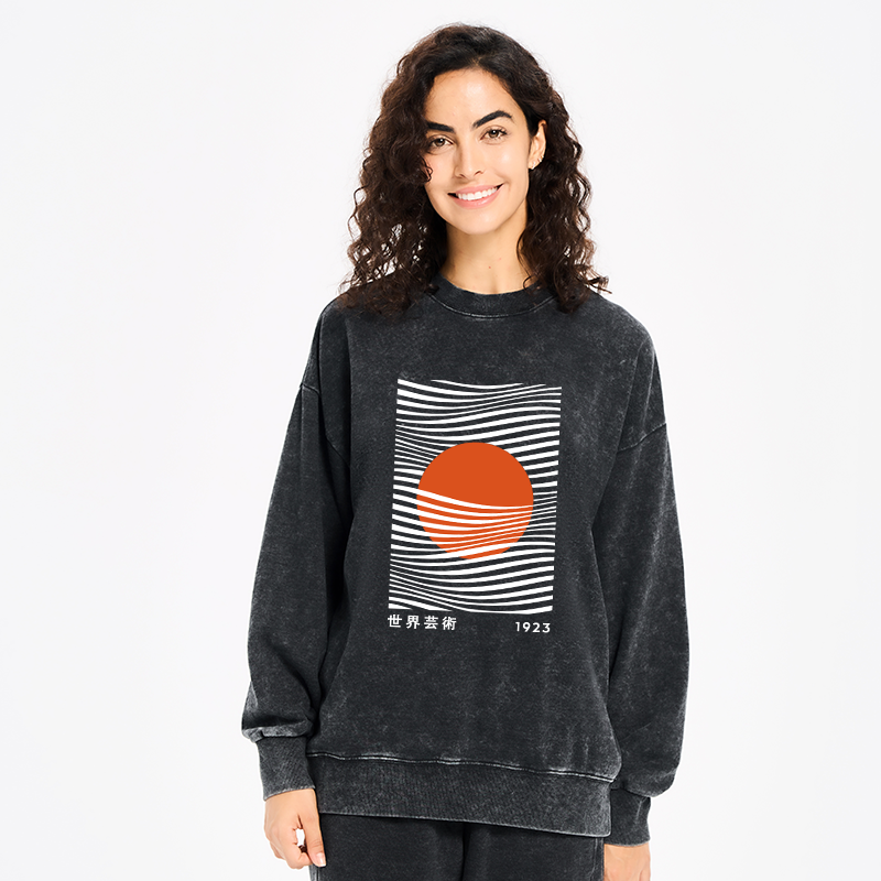 Tokyo-Tiger Minimalist Art Sun Washed Sweatshirt