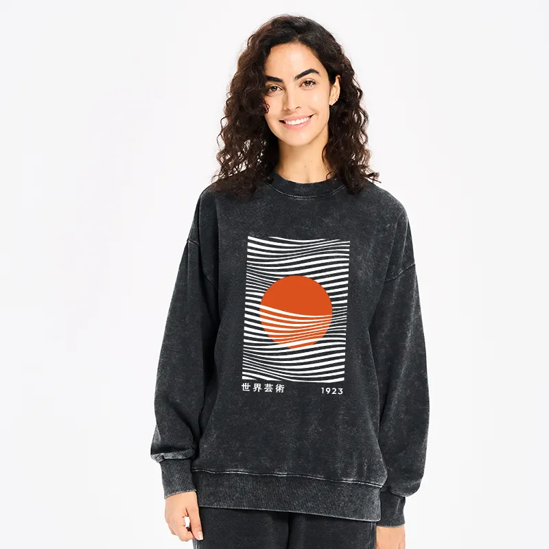 Tokyo-Tiger Minimalist Art Sun Washed Sweatshirt