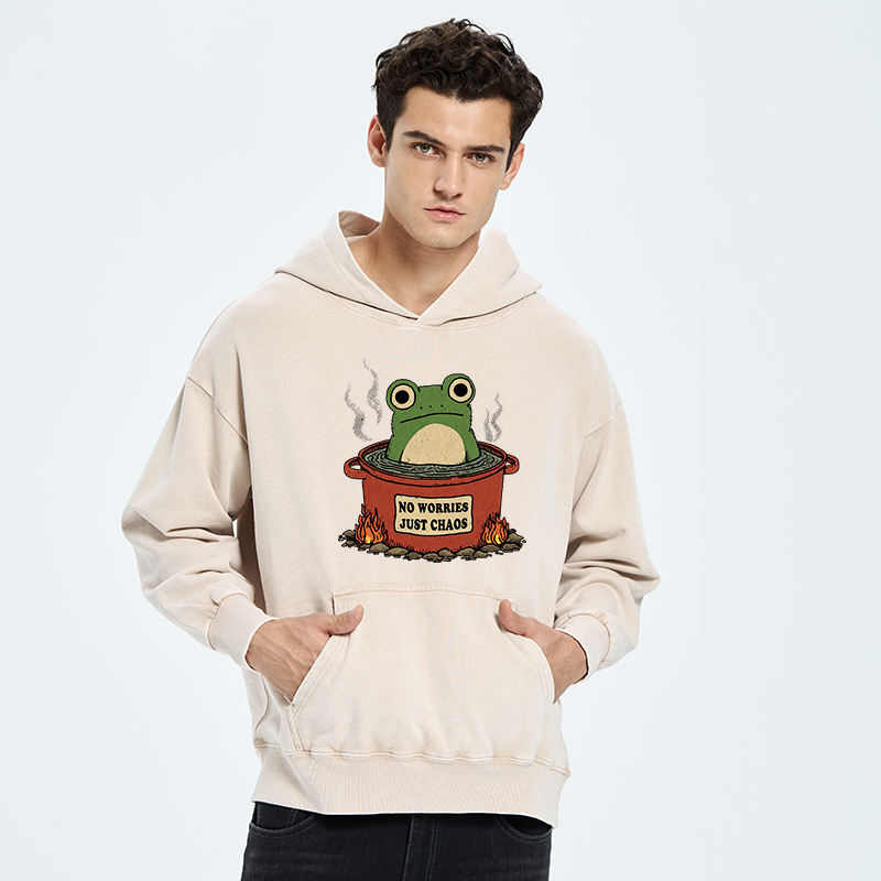 Tokyo-Tiger Frog：No Worries，Just Chaos Washed Hoodie
