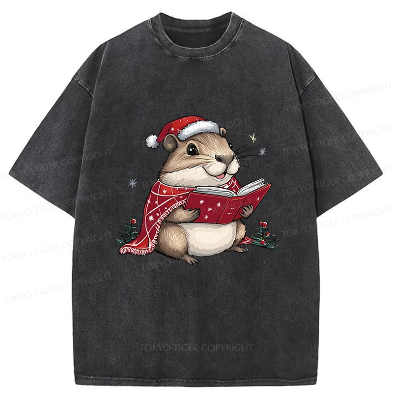Tokyo-Tiger Christmas Hamster Washed T-Shirt