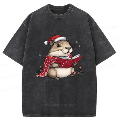 Tokyo-Tiger Christmas Hamster Washed T-Shirt