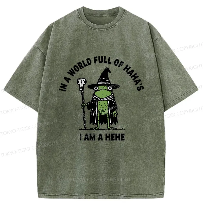 Tokyo-Tiger Frog Wizard Meme Washed T-Shirt