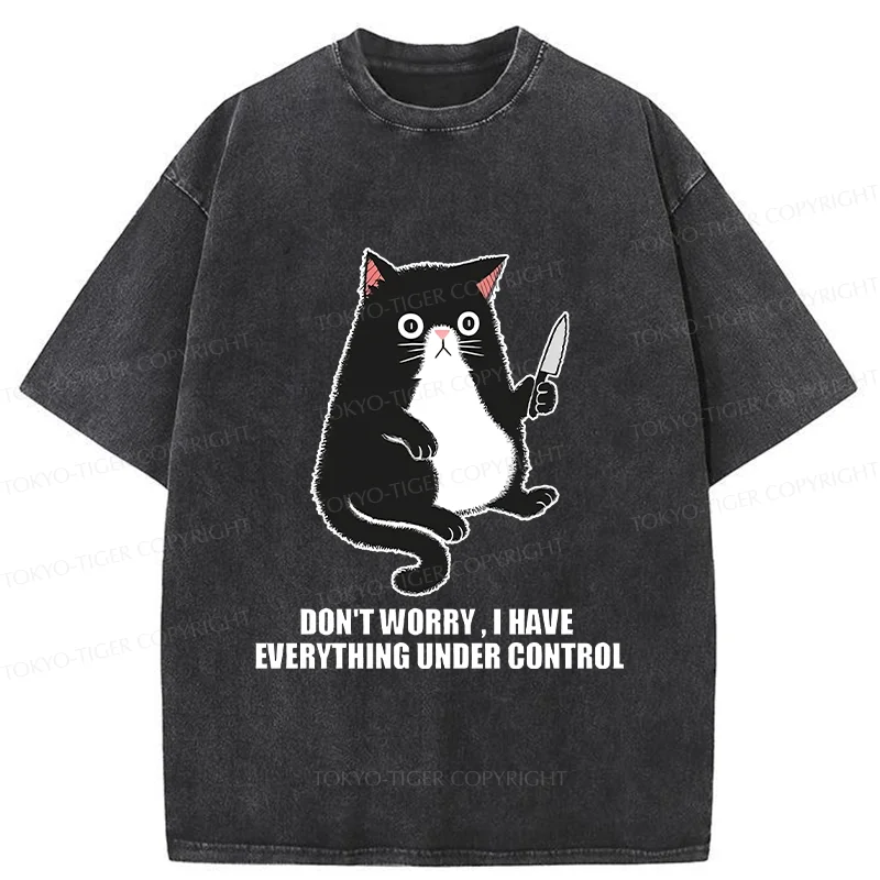 Tokyo-Tiger Cat Said Don't Worry Washed T-Shirt