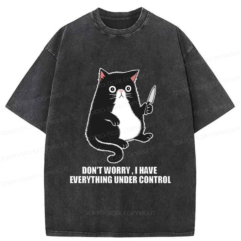 Tokyo-Tiger Cat Said Don't Worry Washed T-Shirt