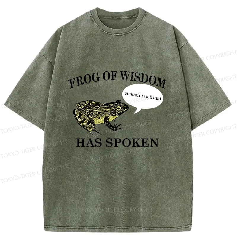 Tokyo-Tiger Frog Of Wisdom Funny Washed T-Shirt