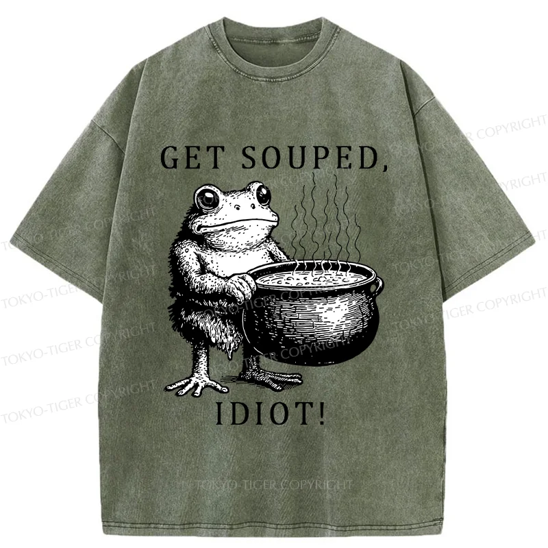 Tokyo-Tiger Get Soup Funny Washed T-Shirt