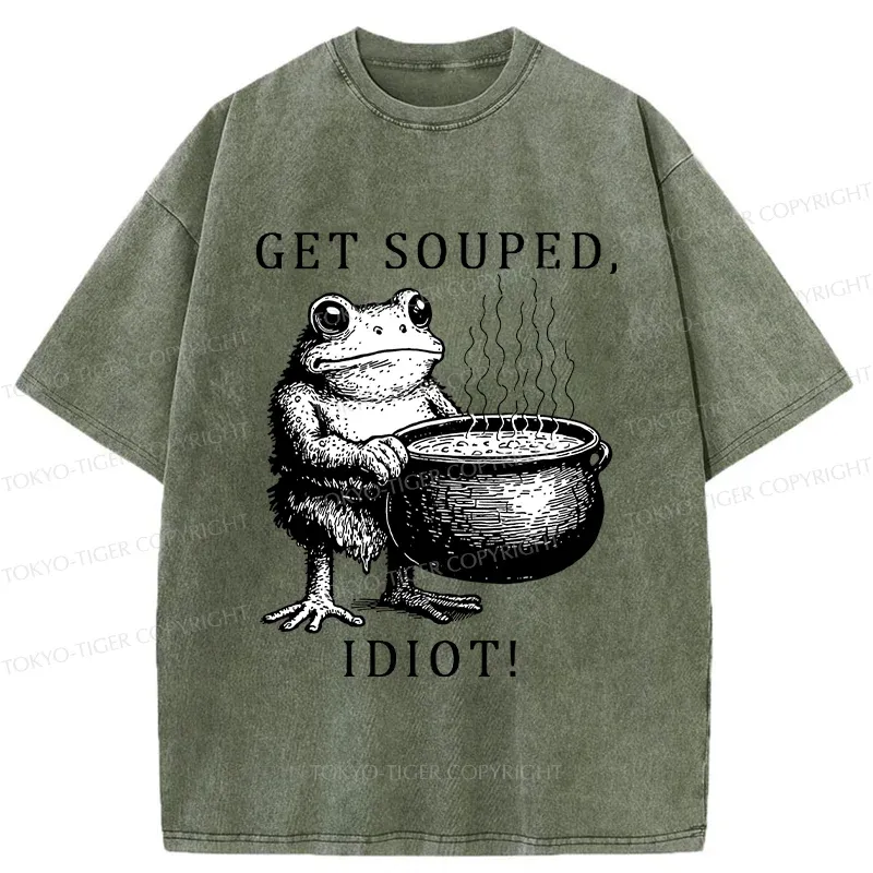 Tokyo-Tiger Get Soup Funny Washed T-Shirt