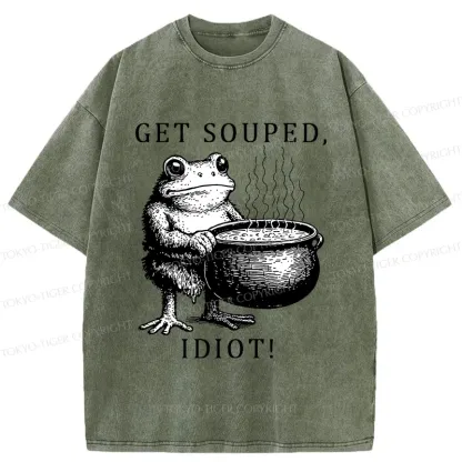 Tokyo-Tiger Get Soup Funny Washed T-Shirt