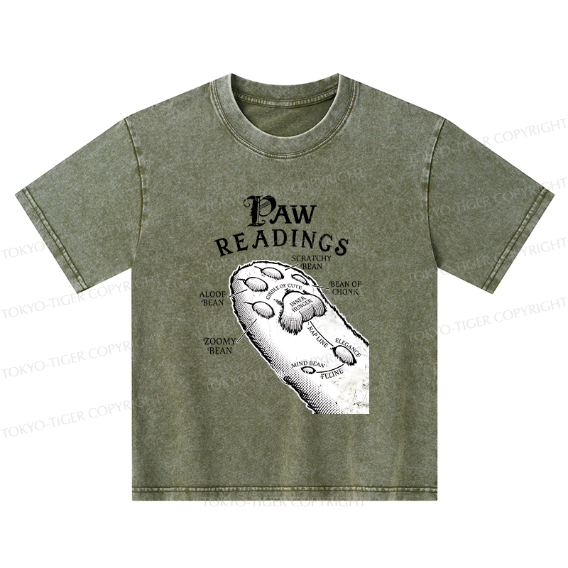 Tokyo-Tiger Funny Cat Paws Kids Washed T-Shirt