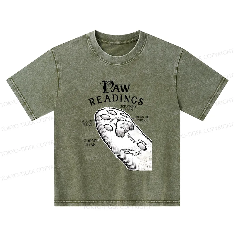 Tokyo-Tiger Funny Cat Paws Kids Washed T-Shirt