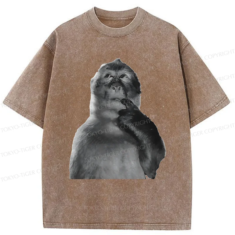 Tokyo-Tiger Thinking Monkey Washed T-Shirt