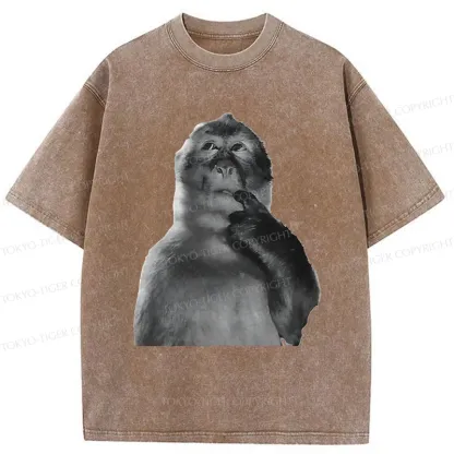 Tokyo-Tiger Thinking Monkey Washed T-Shirt