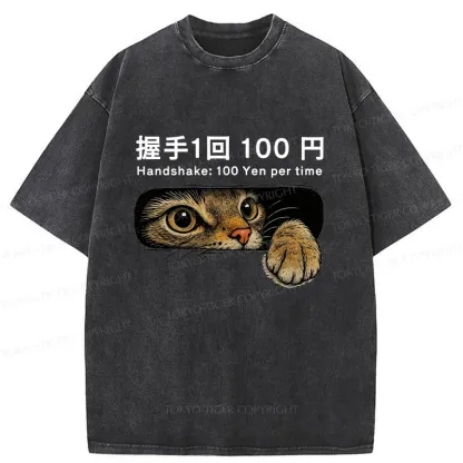 Tokyo-Tiger Shake Hands With Cat For A Fee Washed T-Shirt