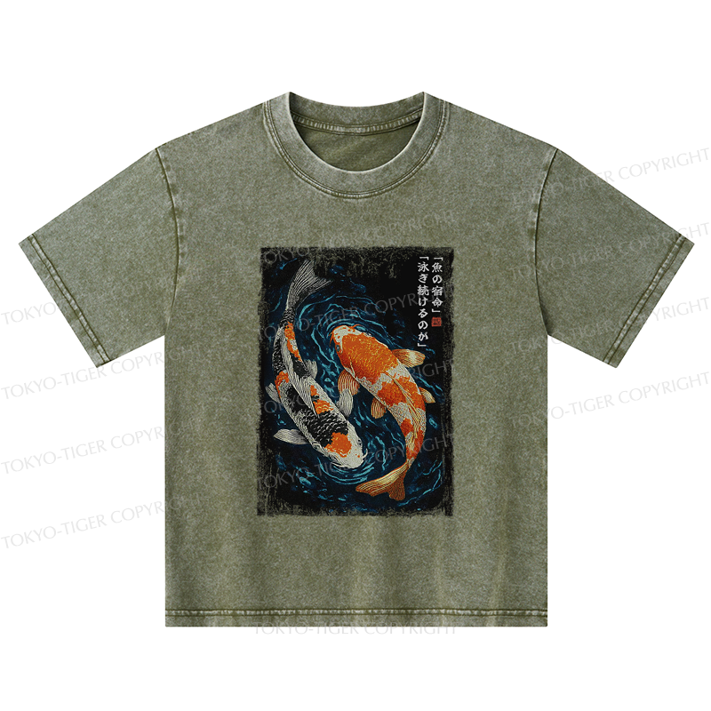 Tokyo-Tiger Eternal Currents: The Life Of A Fish Kids Washed T-Shirt