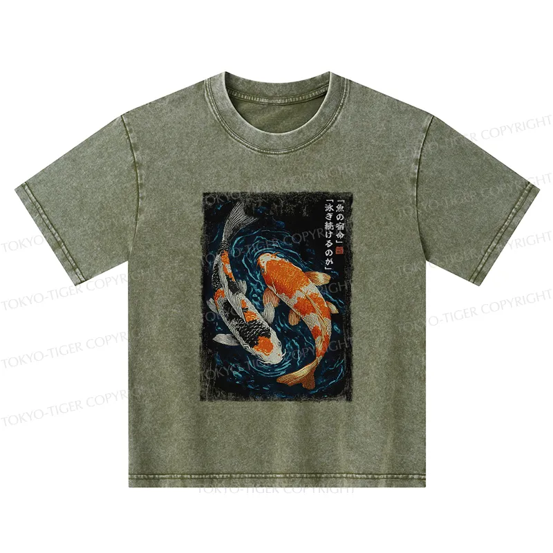 Tokyo-Tiger Eternal Currents: The Life Of A Fish Kids Washed T-Shirt