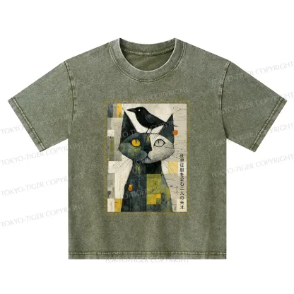 Tokyo-Tiger The Cat And The Crow Are Planning To Rule The World Kids Washed T-Shirt