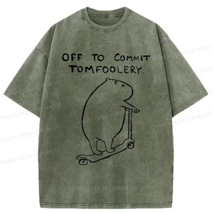 Tokyo-Tiger Capybara Is Ready To Do Something Bad Washed T-Shirt