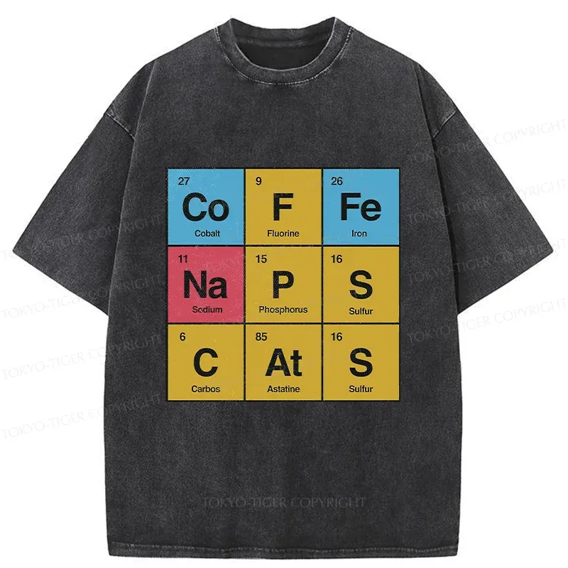 Tokyo-Tiger Table Of Daily Life Elements Washed T-Shirt