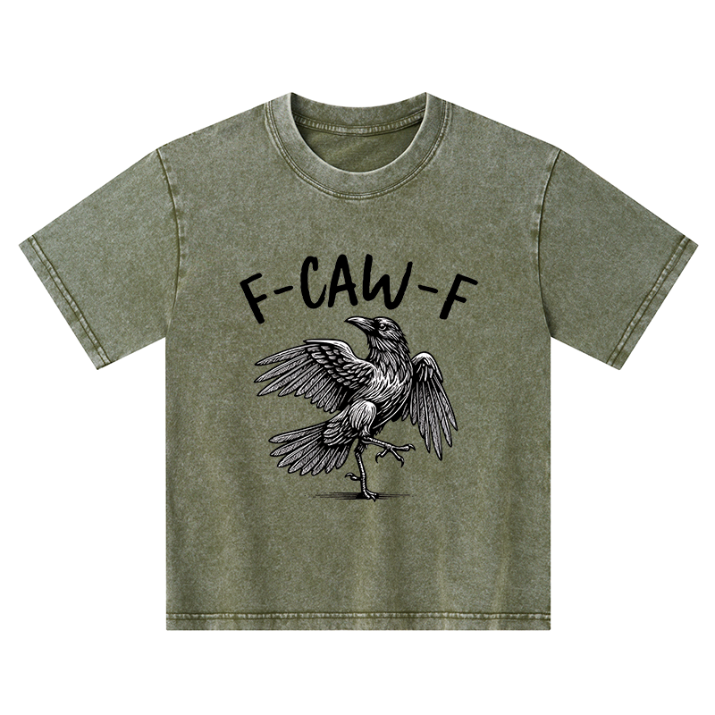 Tokyo-Tiger Crow's Cry Funny Kids Washed T-Shirt