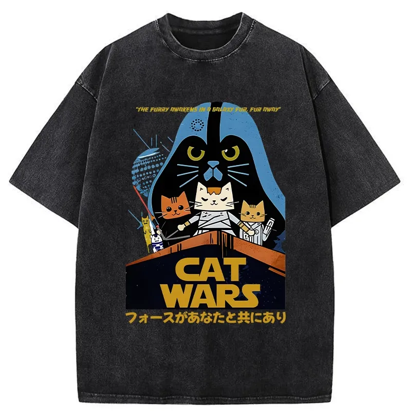 Tokyo-Tiger Japanese Cat Wars Washed T-Shirt