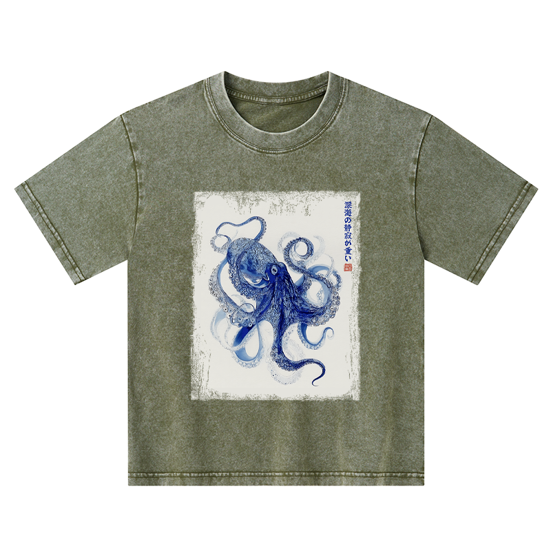Tokyo-Tiger In The Deep: The Octopus’s Journey Kids Washed T-Shirt