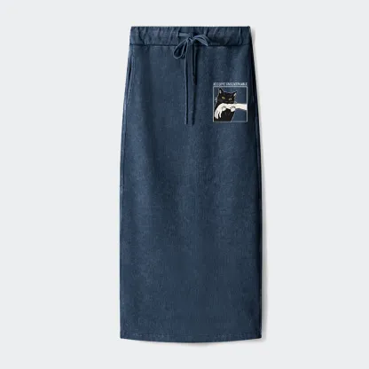 Tokyo-Tiger Black Cat Biting Washed Terry Skirt