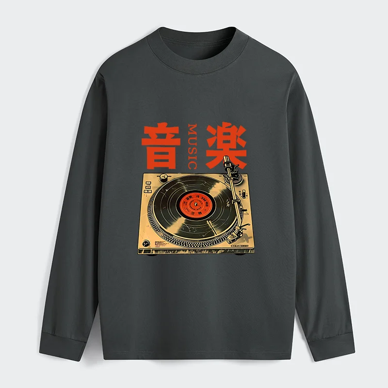 Tokyo-Tiger Retro Music Record Player Classic Long Sleeve T-Shirt