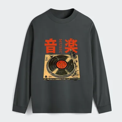 Tokyo-Tiger Retro Music Record Player Classic Long Sleeve T-Shirt
