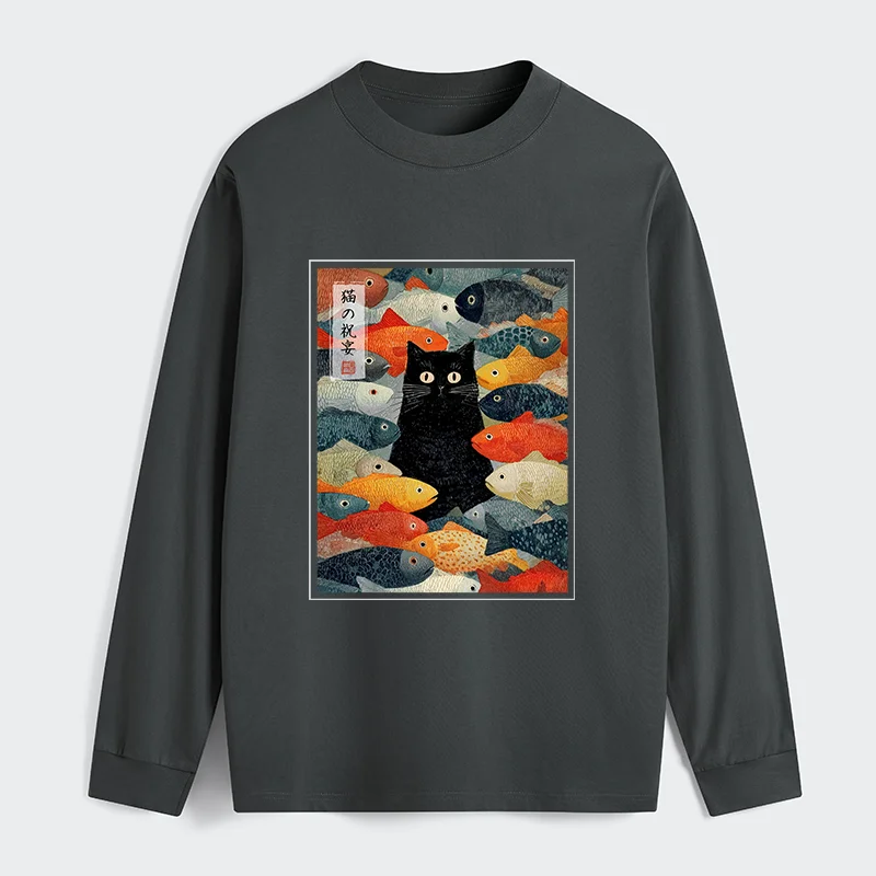 Tokyo-Tiger The Cat's Feast of Fish Classic Long Sleeve T-Shirt