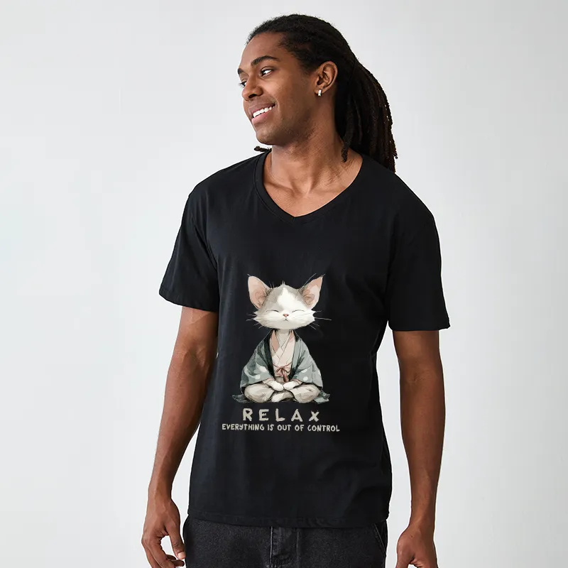 Tokyo-Tiger Zen Cat Relaxation，Everything's Out Of Control V-Neck Classic T-Shirt