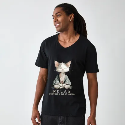 Tokyo-Tiger Zen Cat Relaxation，Everything's Out Of Control V-Neck Classic T-Shirt