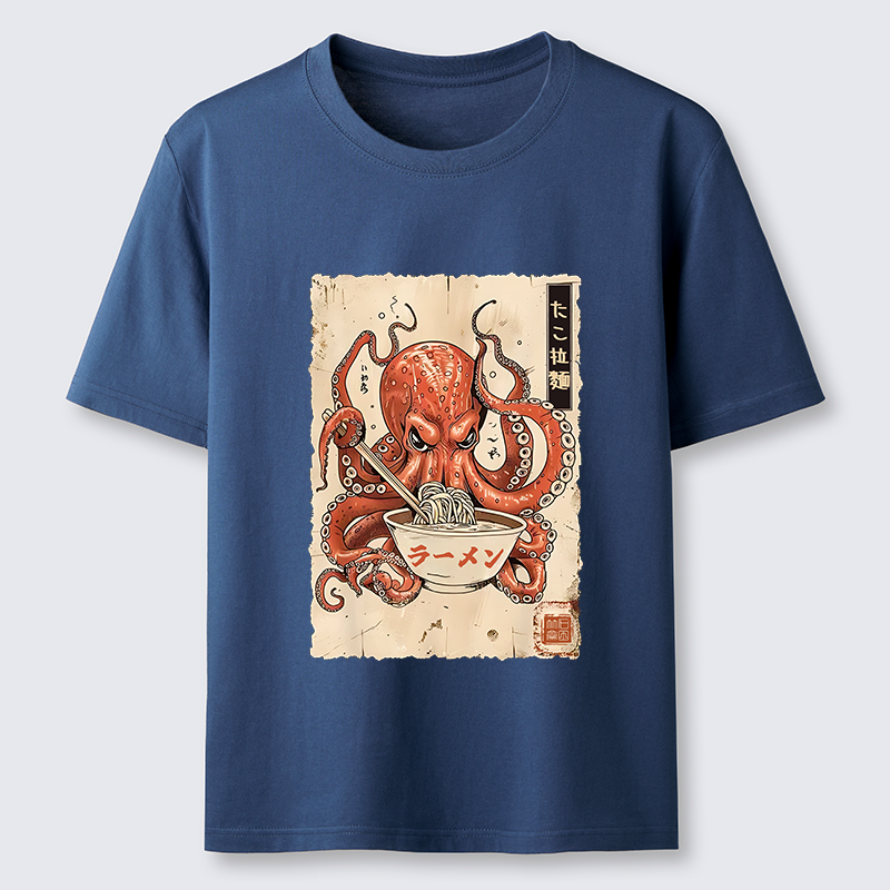Tokyo-Tiger Retro Octopus Eating Ramen Classic T-Shirt