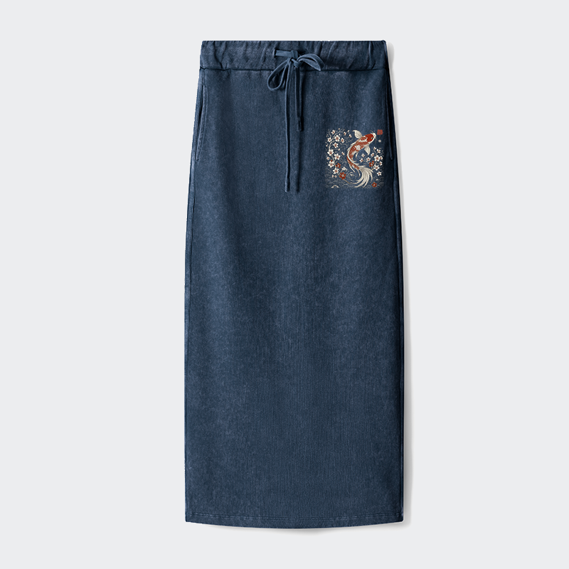 Tokyo-Tiger Vintage Sakura And Koi Washed Terry Skirt
