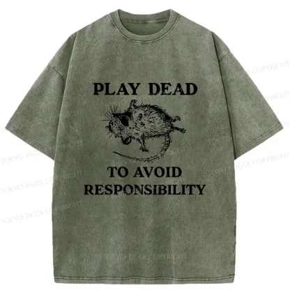 Tokyo-Tiger Possum Playing Dead Meme Washed T-Shirt