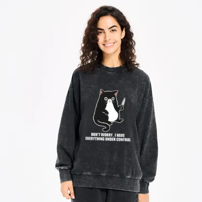 Tokyo-Tiger Cat Said Don't Worry Washed Sweatshirt