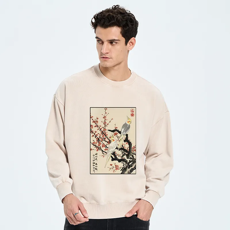 Tokyo-Tiger Whispers of Silent Blossoms Washed Sweatshirt