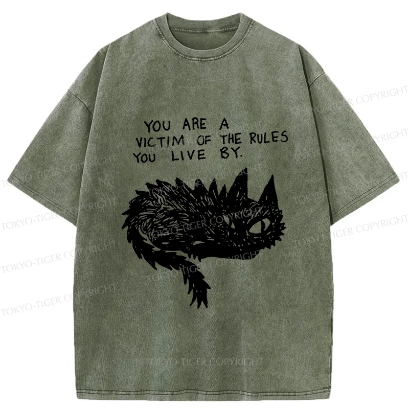 Tokyo-Tiger Funny Black Cat Meme Washed T-Shirt