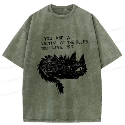 Tokyo-Tiger Funny Black Cat Meme Washed T-Shirt