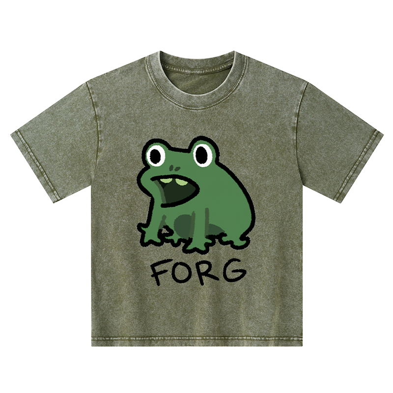 Tokyo-Tiger Funny Forg Japan Kids Washed T-Shirt