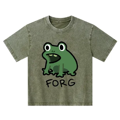 Tokyo-Tiger Funny Forg Japan Kids Washed T-Shirt