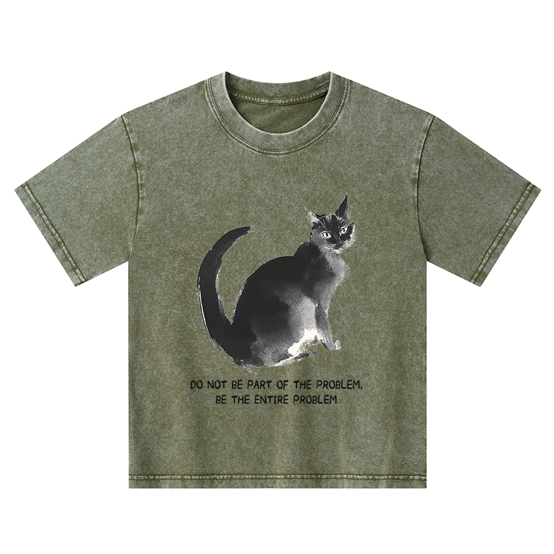 Tokyo-Tiger Funny Cat Be The Entire Problem Kids Washed T-Shirt