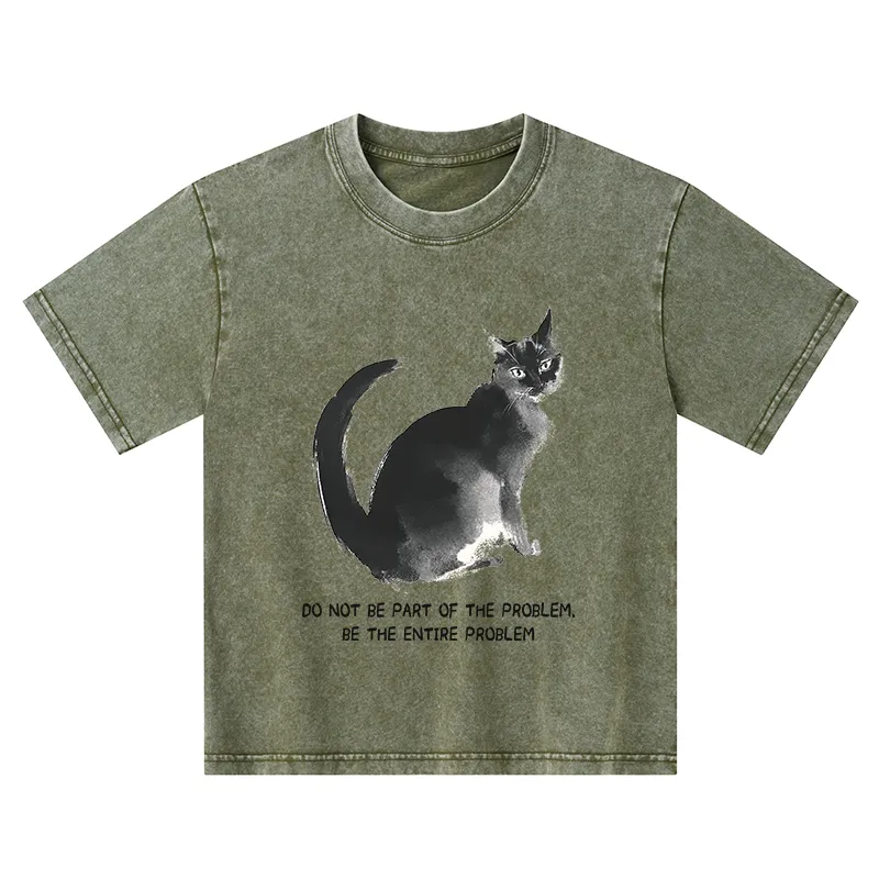 Tokyo-Tiger Funny Cat Be The Entire Problem Kids Washed T-Shirt