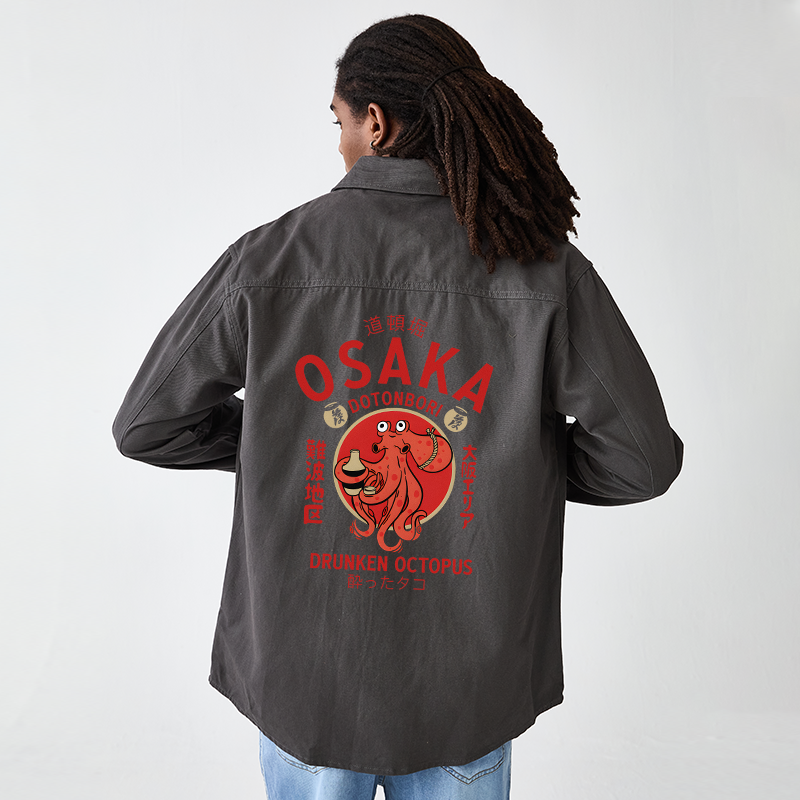 Tokyo-Tiger Drunken Octopus Japan Men's Corduroy Work Jacket