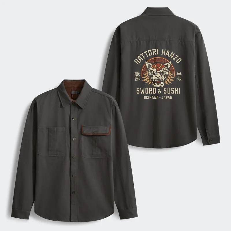 Tokyo-Tiger Hattori Lion Japanese Samurai Men's Corduroy Work Jacket